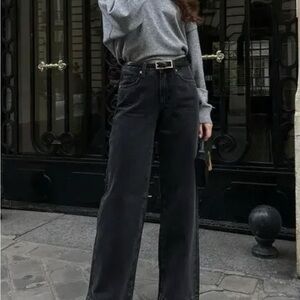 White Fox Boutique - I Don’t Need You Mid Rise Wide Leg in Black Acid Wash Jeans